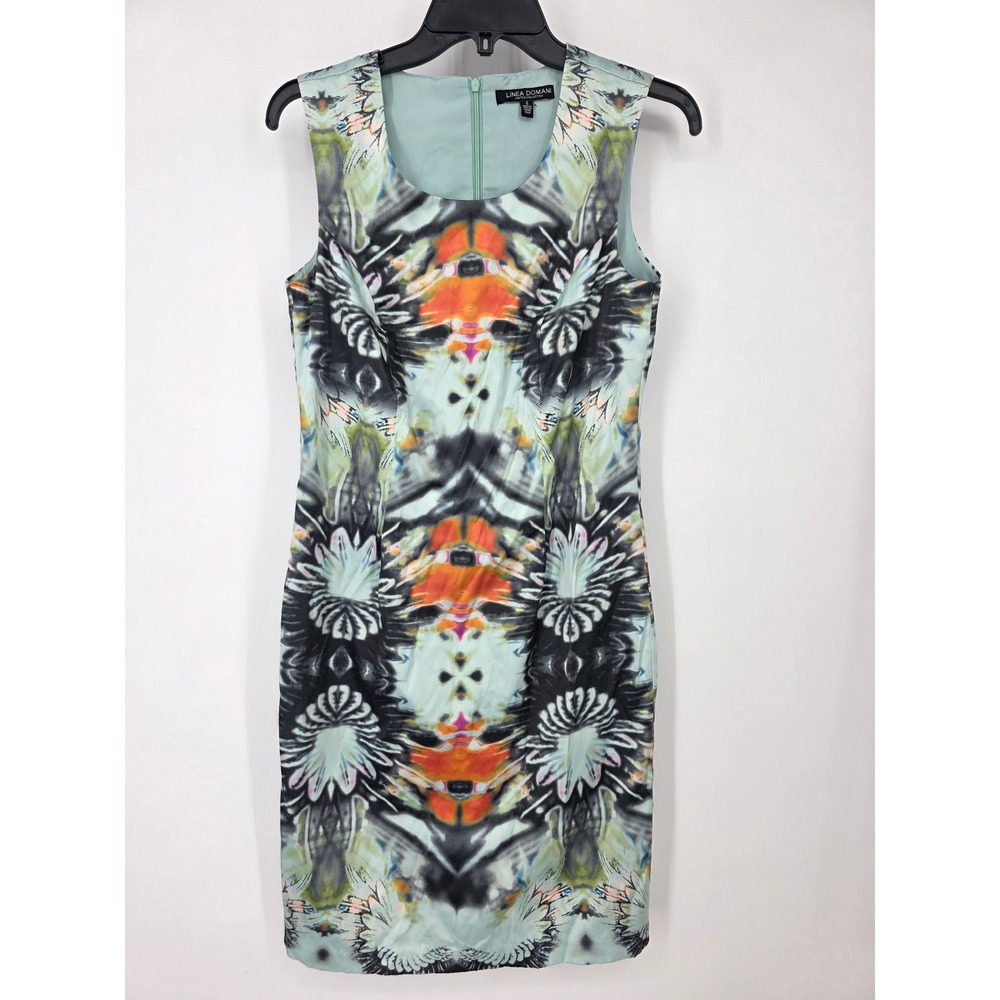 Linea Domani Limited Collection Abstract‎ Kaleidoscope Sheath Dress Mint Green 4